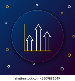 Line Pie chart infographic icon isolated on blue background. Diagram chart sign. Colorful outline concept. Vector