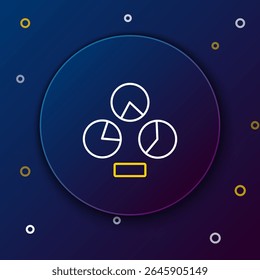 Line Pie chart infographic icon isolated on blue background. Diagram chart sign. Colorful outline concept. Vector