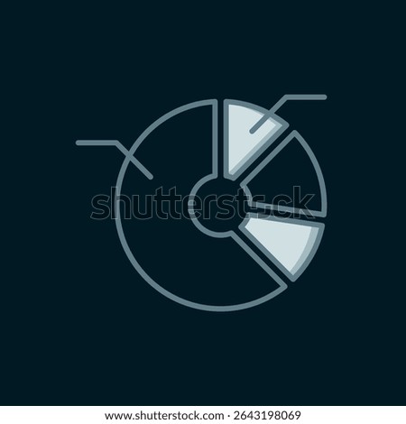 Line Pie chart infographic icon isolated on black background. Diagram chart sign. Flat filled outline style with shadow. Vector