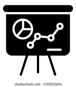 Line and pie graph on whiteboard is icon for data visualization