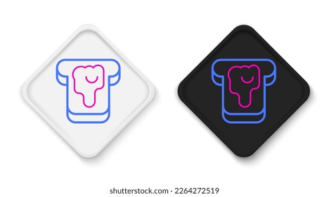 Line Piece of bread with honey icon isolated on white background. Toast with jam or honey. Colorful outline concept. Vector
