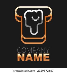 Line Piece of bread with honey icon isolated on black background. Toast with jam or honey. Colorful outline concept. Vector