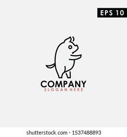 Line Of Pig Logo Design. Line Of Pig Logo Template. Modern Design. Flat Logo. Vector Illustration
