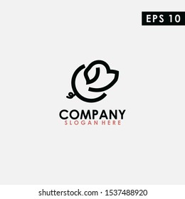 Line Of Pig Logo Design. Line Of Pig Logo Template. Modern Design. Flat Logo. Vector Illustration