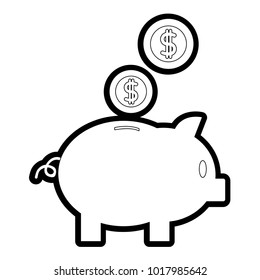 line piggy to save money and coins with peso symbol