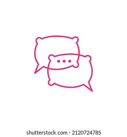 Line Pillow With Chat Talk Logo Design, Vector Graphic Symbol Icon Illustration