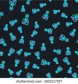Line Pilot icon isolated seamless pattern on black background.  Vector Illustration
