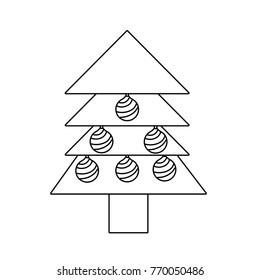 line pine tree christmas with balls decoration