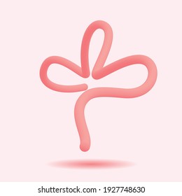 hoja de trébol rosa en blanco
