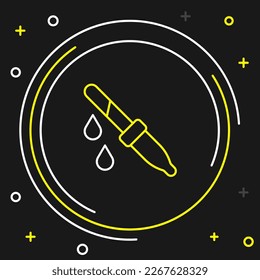 Line Pipette icon isolated on black background. Element of medical, chemistry lab equipment. Medicine symbol. Colorful outline concept. Vector