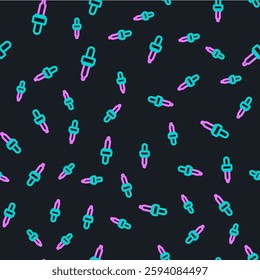 Line Pipette icon isolated seamless pattern on black background. Element of medical, cosmetic, chemistry lab equipment.  Vector