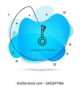 Line Pirate key icon isolated on white background. Abstract banner with liquid shapes. Vector Illustration