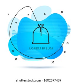 Line Pirate sack icon isolated on white background. Abstract banner with liquid shapes. Vector Illustration