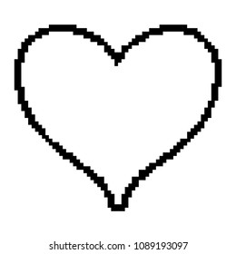 line pixel heart design symbol of love
