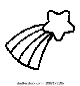 line pixel natural sparkly shooting star with rainbow