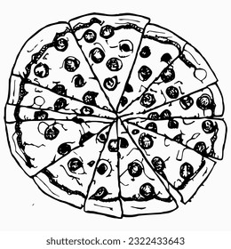 line pizza handrawn doodle illustration