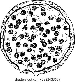 line pizza handrawn doodle illustration