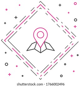 Line Placeholder on map paper in perspective icon isolated on white background. Colorful outline concept. Vector Illustration
