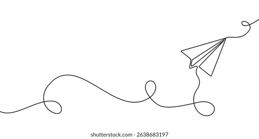 Line plane art travel outline icon sketch vector illustration doodle trip. Single line plane flight air continuous airplane background linear aircraft fly airport path one business international jet