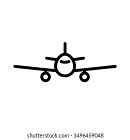 Line plane icon isolated on white background