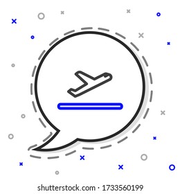 Line Plane takeoff icon isolated on white background. Airplane transport symbol. Colorful outline concept. Vector Illustration