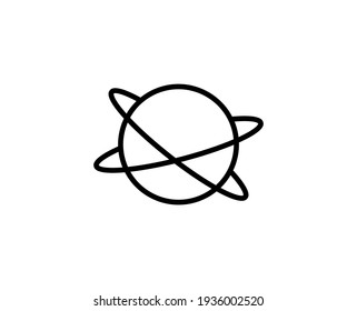 Line Planet Symbol einzeln auf weißem Hintergrund. Umrisssymbol für Webdesign, mobile Applikation, i. Planet-Piktogramm. Vektorgrafik, redaktioneller Schlaganfall. EPS10