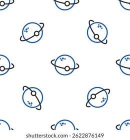 Line Planet icon isolated seamless pattern on white background. Colorful outline concept. Vector