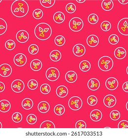 Line Plant based icon isolated seamless pattern on red background.  Vector
