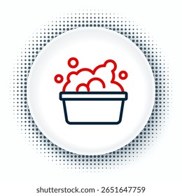 Línea de lavabo de plástico con icono de espuma de jabón aislado sobre fondo blanco. Cuenco con agua. Lavar ropa, equipo de limpieza. Concepto de contorno colorido. Vector