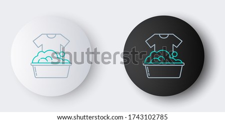 Line Plastic basin with soap suds icon isolated on grey background. Bowl with water. Washing clothes, cleaning equipment. Colorful outline concept. Vector