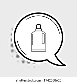 Line Plastic bottle for liquid laundry detergent, bleach, dishwashing liquid or another cleaning agent icon isolated on grey background. Colorful outline concept. Vector