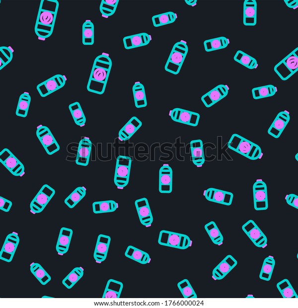 Line Plastic canister for
motor machine oil icon isolated seamless pattern on black
background. Oil gallon. Oil change service and repair.  Vector
Illustration