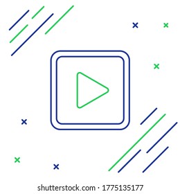 Line Play in square icon isolated on white background. Colorful outline concept. Vector