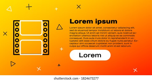 Line Play Video icon isolated on yellow background. Film strip sign. Colorful outline concept. Vector Illustration