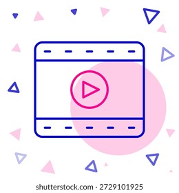 Line Play Video icon isolated on white background. Film strip sign. Colorful outline concept. Vector