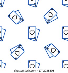 Line Playing card icon isolated seamless pattern on white background. Colorful outline concept. Vector