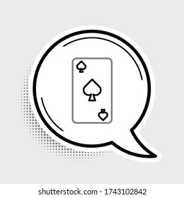 Line Playing card with spades symbol icon isolated on grey background. Casino gambling. Colorful outline concept. Vector
