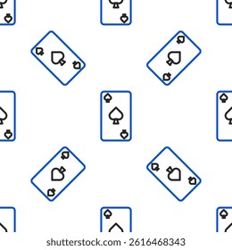 Line Playing card with spades symbol icon isolated seamless pattern on white background. Casino gambling. Colorful outline concept. Vector