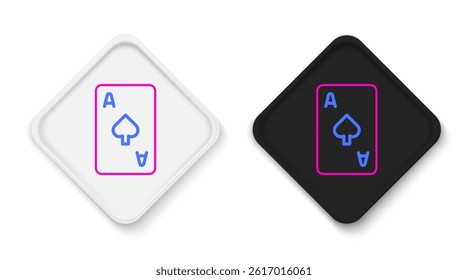 Line Playing card with spades symbol icon isolated on white background. Casino gambling. Colorful outline concept. Vector