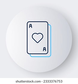 Icono de tarjetas de reproducción de línea aisladas en fondo blanco. Juego de casino. Concepto de esquema colorido. Vector