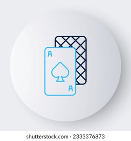 Line Playing cards icon isolated on white background. Casino gambling. Colorful outline concept. Vector