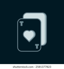 Line Playing cards icon isolated on black background. Casino gambling. Flat filled outline style with shadow. Vector