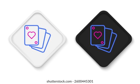 Line Playing cards icon isolated on white background. Casino gambling. Colorful outline concept. Vector