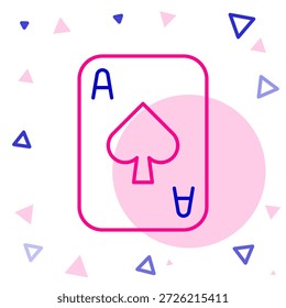 Línea Icono de tarjetas de juego aislado sobre fondo blanco. Casino de apuestas. Concepto de contorno colorido. Vector