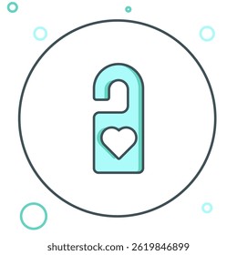 Line Please do not disturb with heart icon isolated on white background. Hotel Door Hanger Tags. Colorful outline concept. Vector