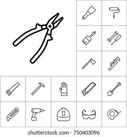line pliers icon on white background, construction set