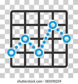 Line Plot vector pictograph. Illustration style is flat iconic bicolor blue and gray symbol on a transparent background.