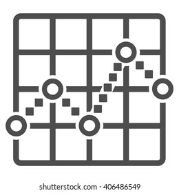 Line Plot vector toolbar icon. Style is flat icon symbol, gray color, white background, square dots.