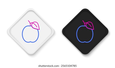 Line Plum fruit icon isolated on white background. Colorful outline concept. Vector