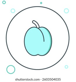 Line Plum fruit icon isolated on white background. Colorful outline concept. Vector